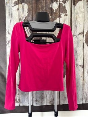 Aritzia Bright Fuchsia Long-Sleeve Square Neck Top